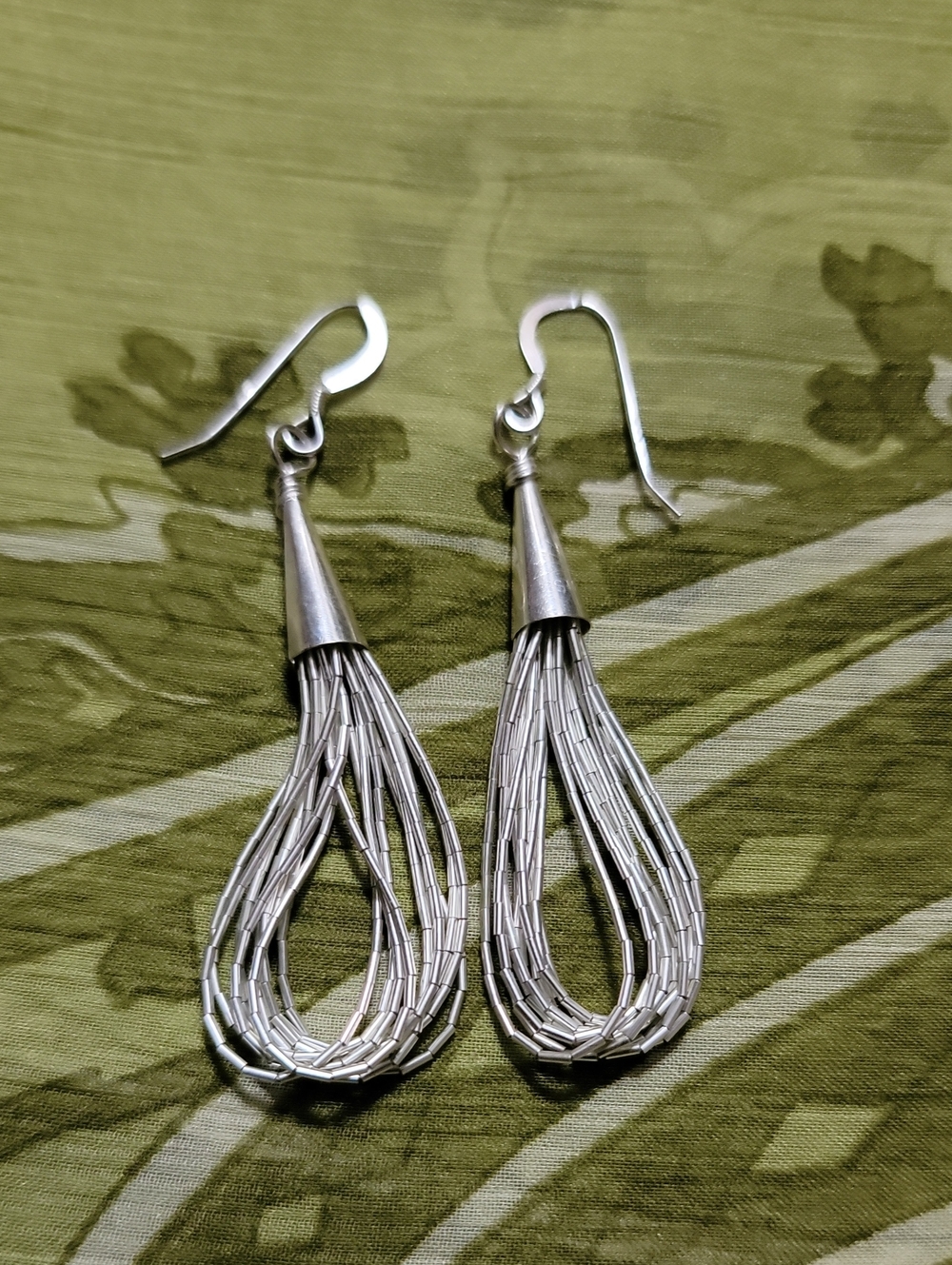 Liquid Silver (925) Multi-Strand Tassel Hoop Earrings